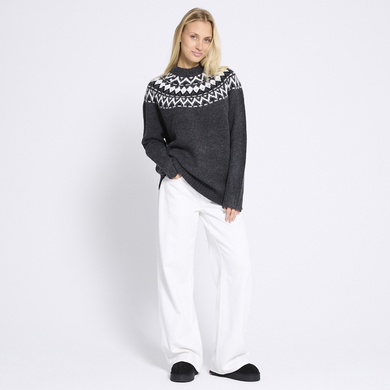 Pattern knit sweater "Britta" Antraciet